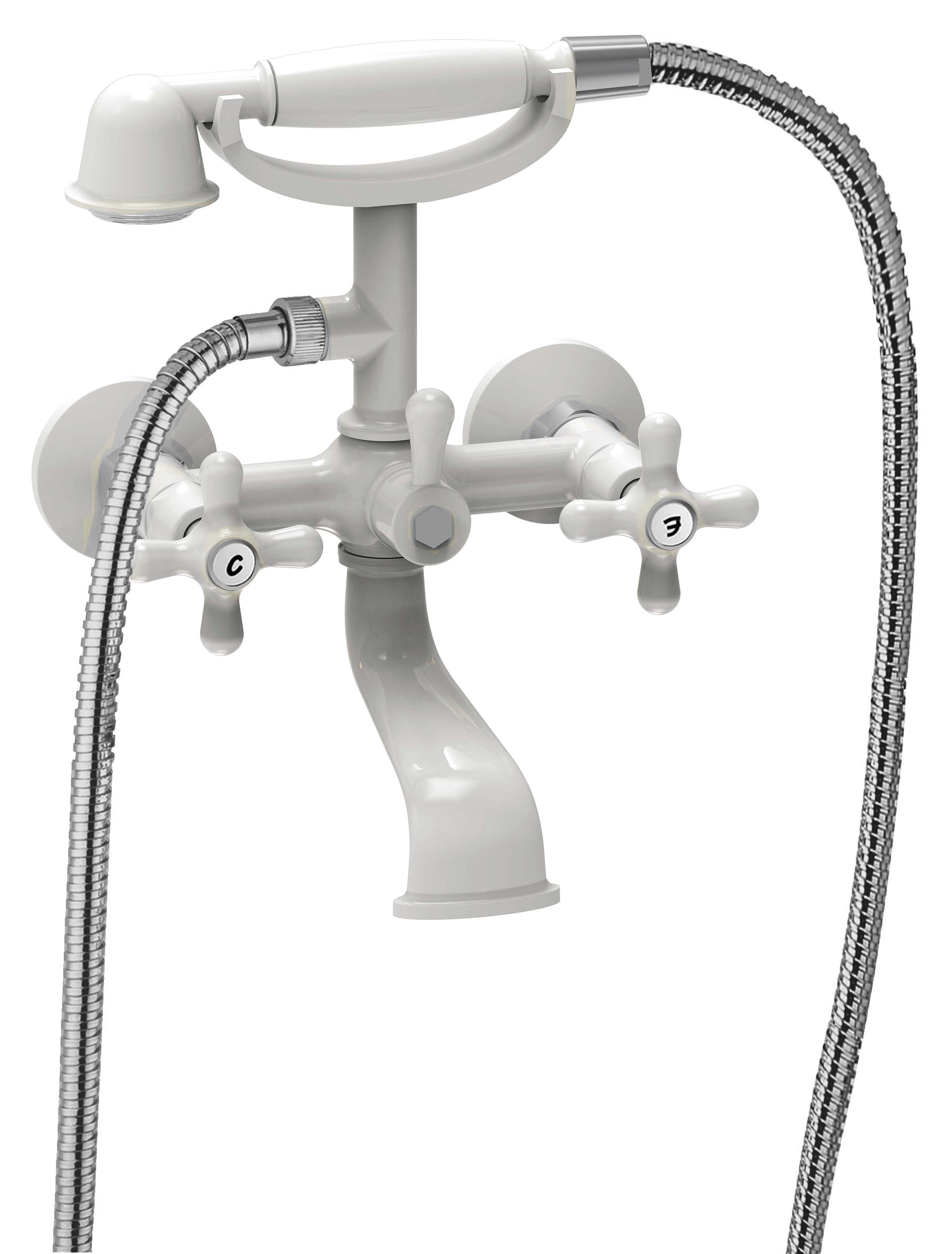 Gruppo vasca/doccia lusso con deviatore Paffoni serie Iris - Cromo/Bianco