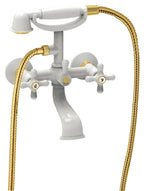 Gruppo vasca/doccia lusso con deviatore Paffoni serie Iris con flessibile 1000 mm - Bianco/Gold