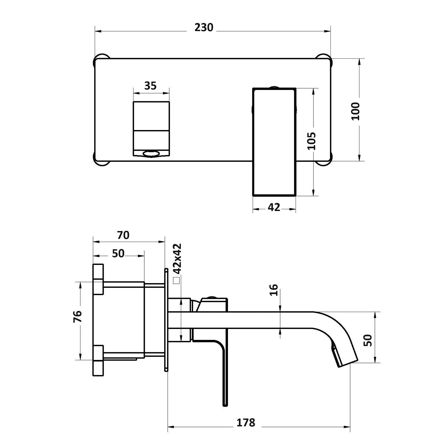 Miscelatore lavabo incasso serie Fire in ottone cromato