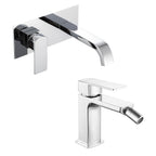 Coppia di miscelatori per lavabo incasso e bidet serie Fire in ottone cromato