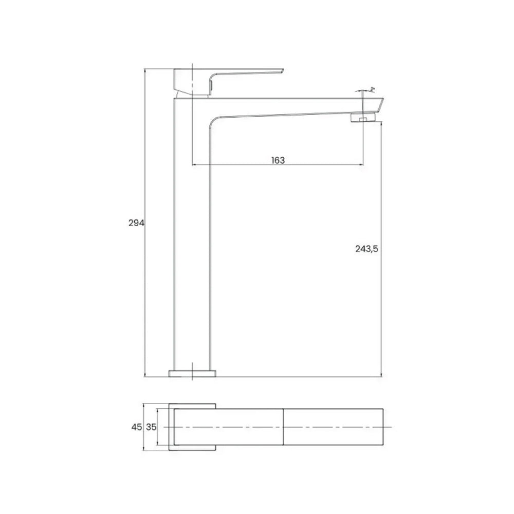 Kit miscelatore lavabo alto