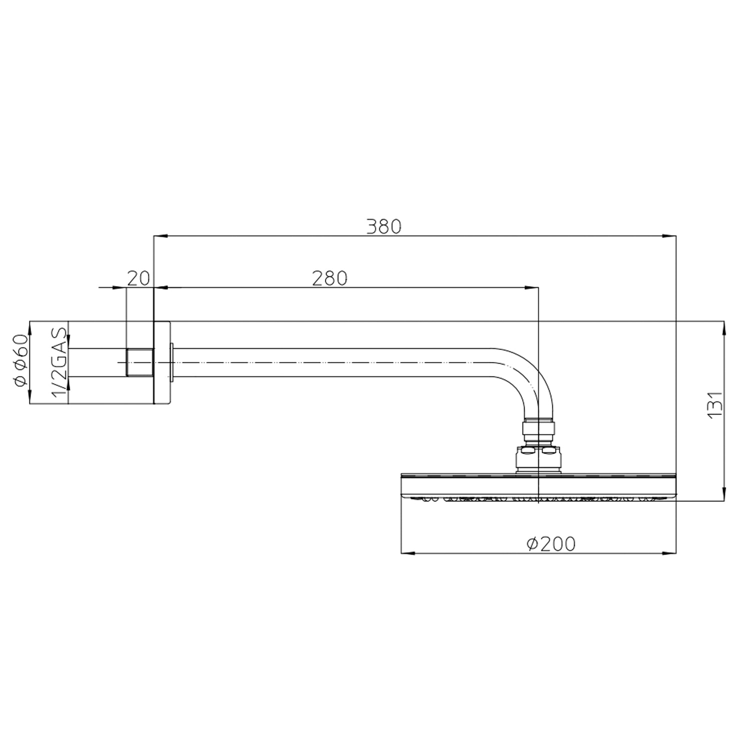 Soffione doccia con braccio Bossini Oki cromato diametro 200 mm con braccio da 300 mm