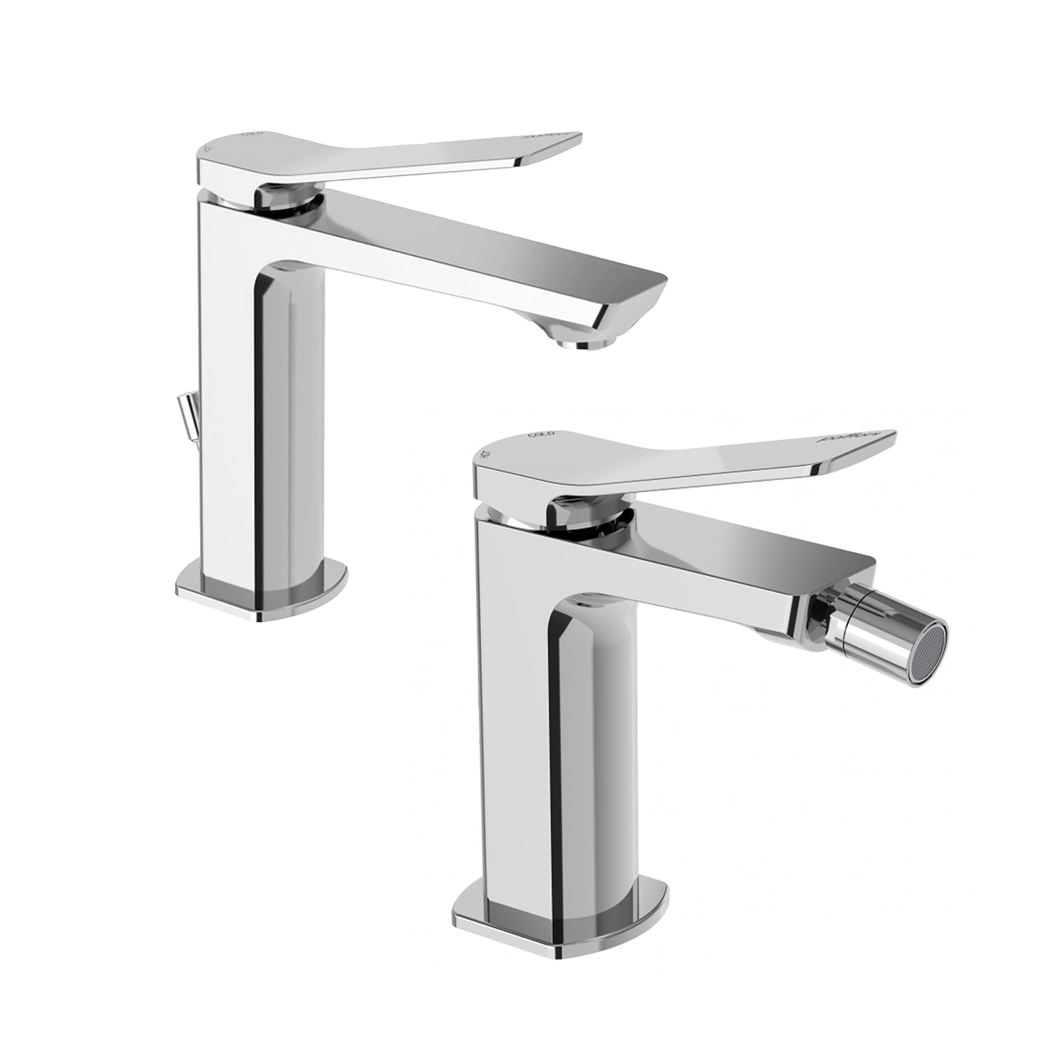 Set miscelatori lavabo e bidet in ottone modello Tilt Paffoni cromato