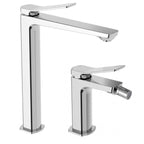 Set miscelatori lavabo alto e bidet in ottone modello Tilt Paffoni cromato