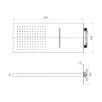 Soffione Helsinki 55x23cm in acciaio nichel con 2 getti