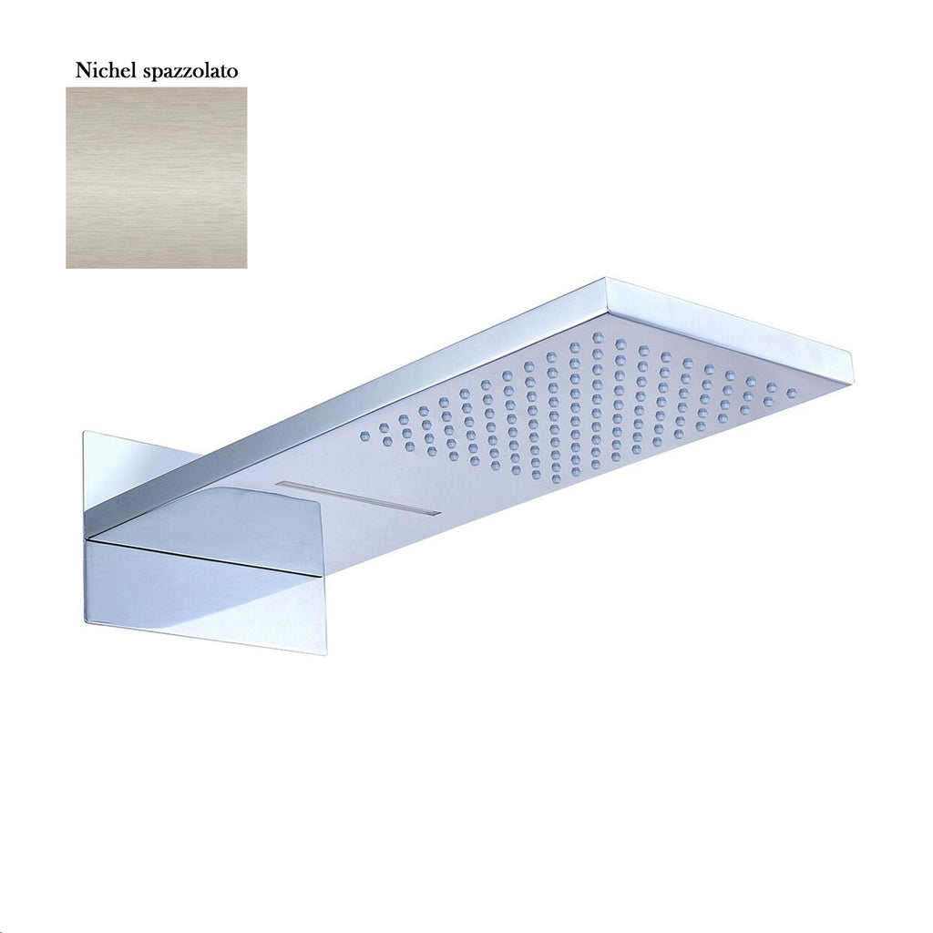 Soffione Helsinki 55x23cm in acciaio nichel con 2 getti