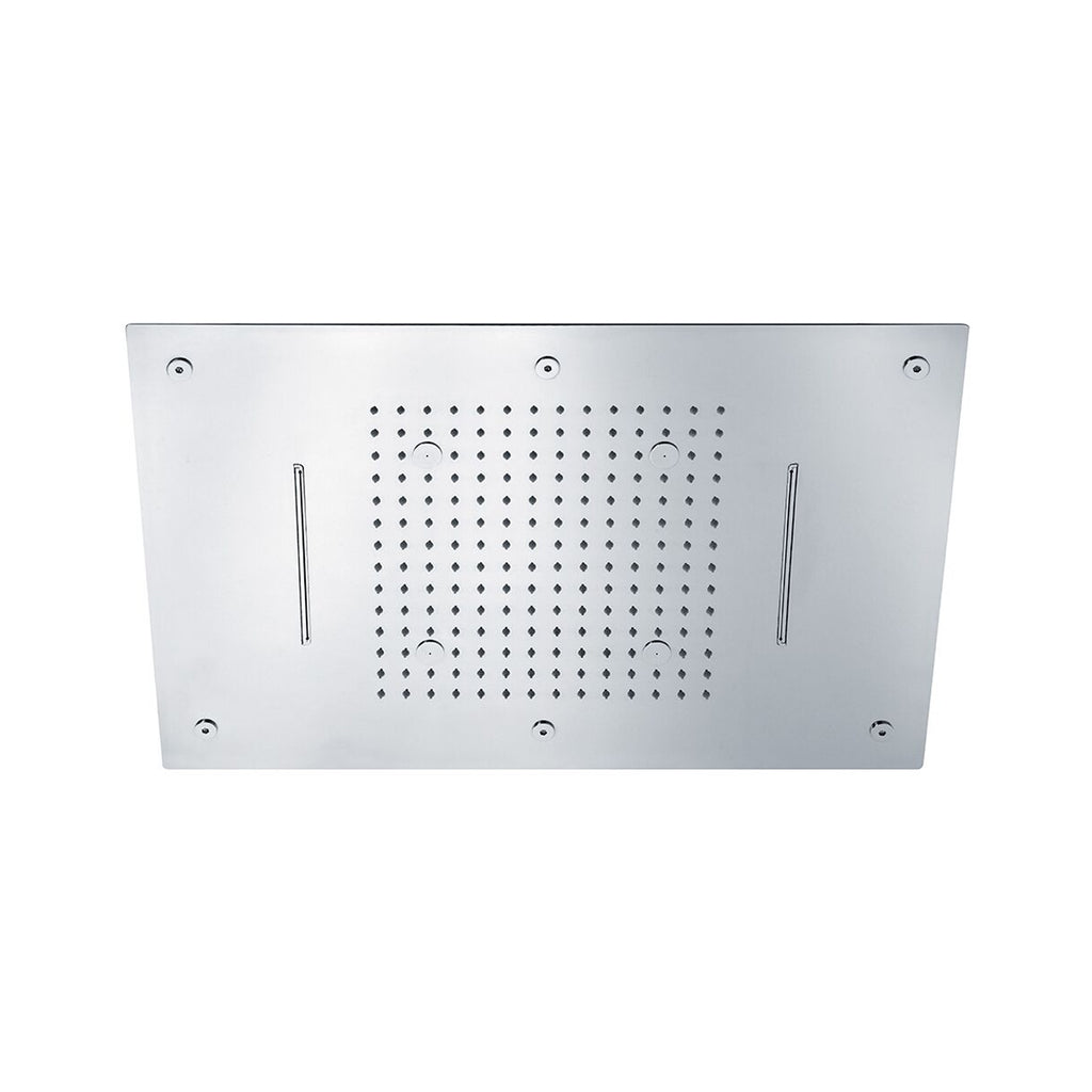 Soffione Sky 60x40cm in acciaio con anticalcare e 3 getti