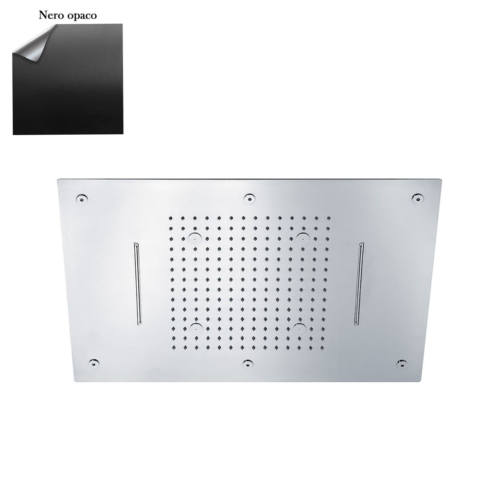 Soffione Sky 60x40cm in acciaio con anticalcare e 3 getti nero