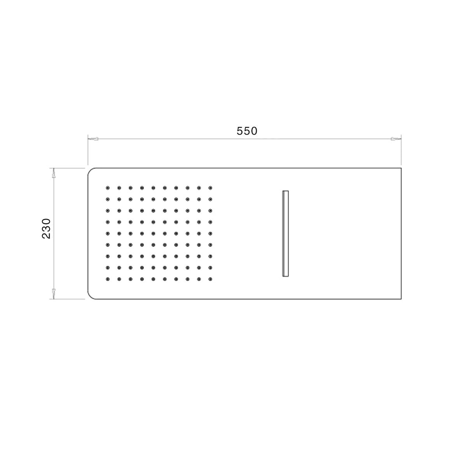 Soffione Berlino 55x23cm con 2 getti nichel