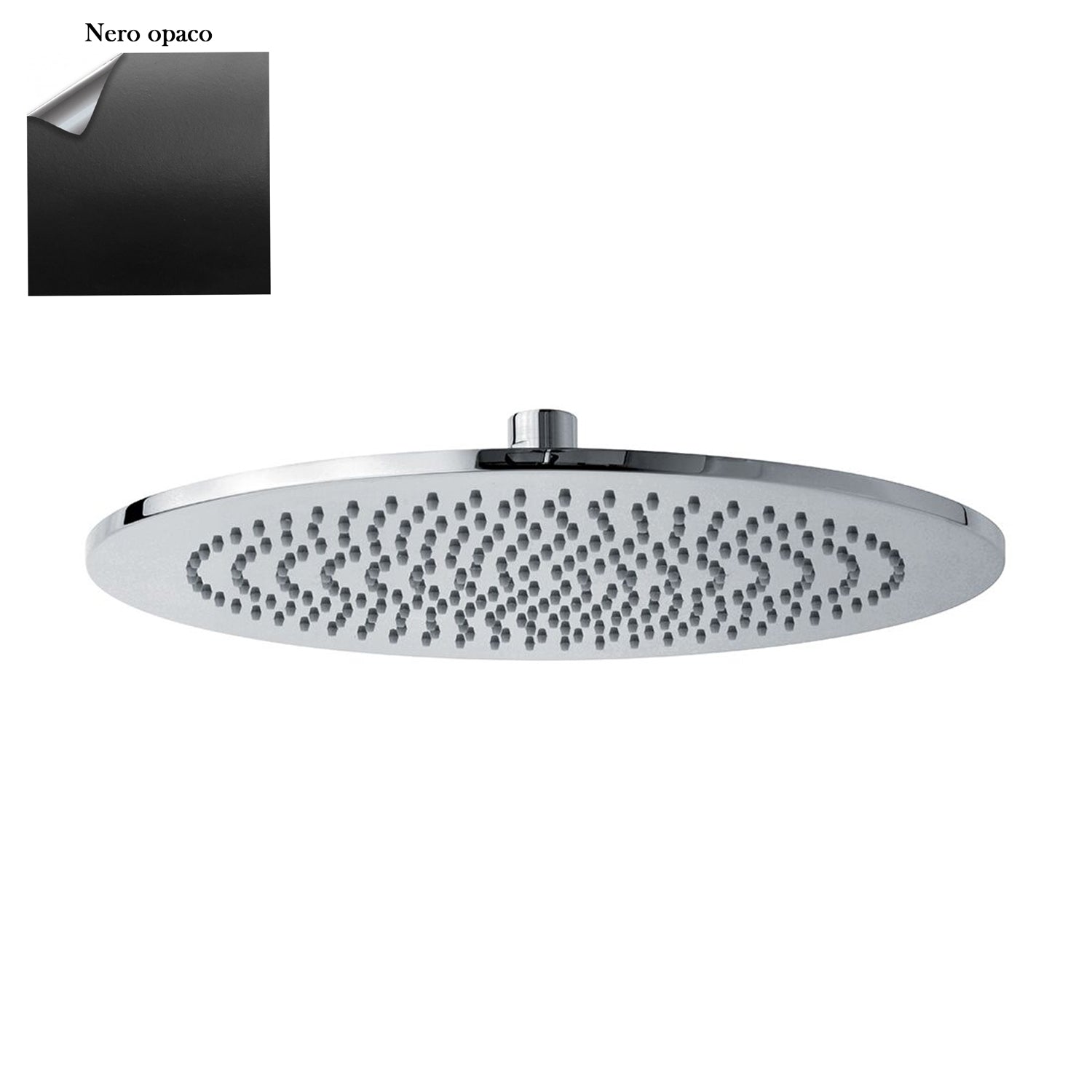Soffione tondo Vienna 200mm nero monogetto con snodo e ispezionabile