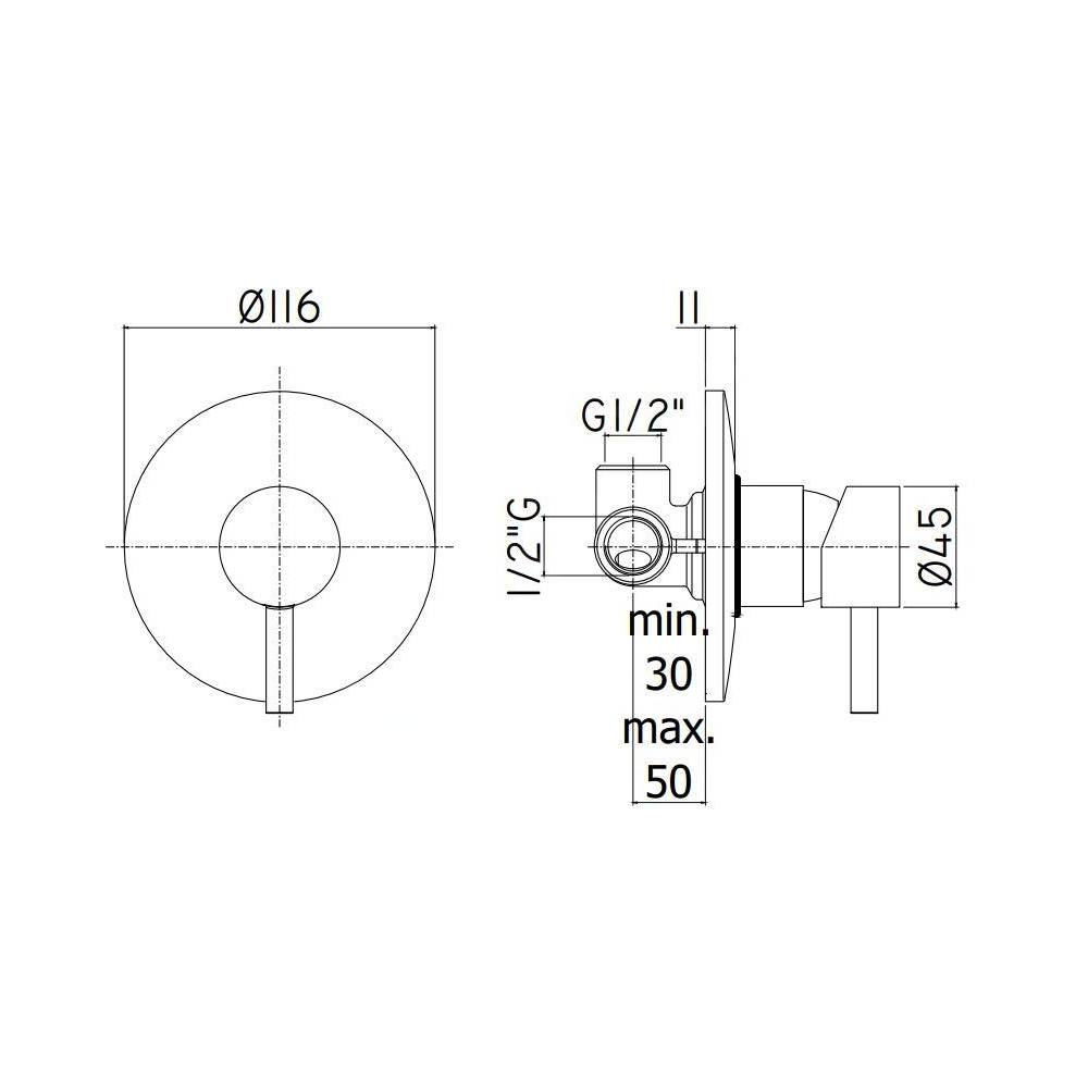 Miscelatore doccia ad incasso serie Stick modello SK010ST steel looking Paffoni