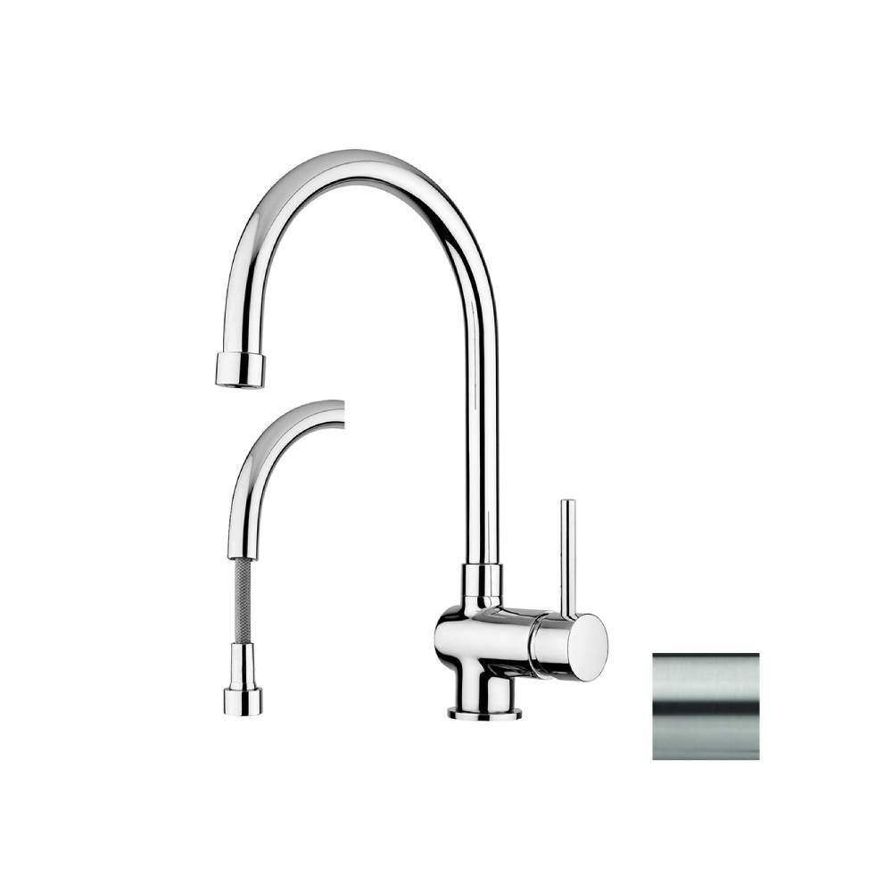Miscelatore cucina con doccetta serie Stick modello SK185ST steel looking Paffoni