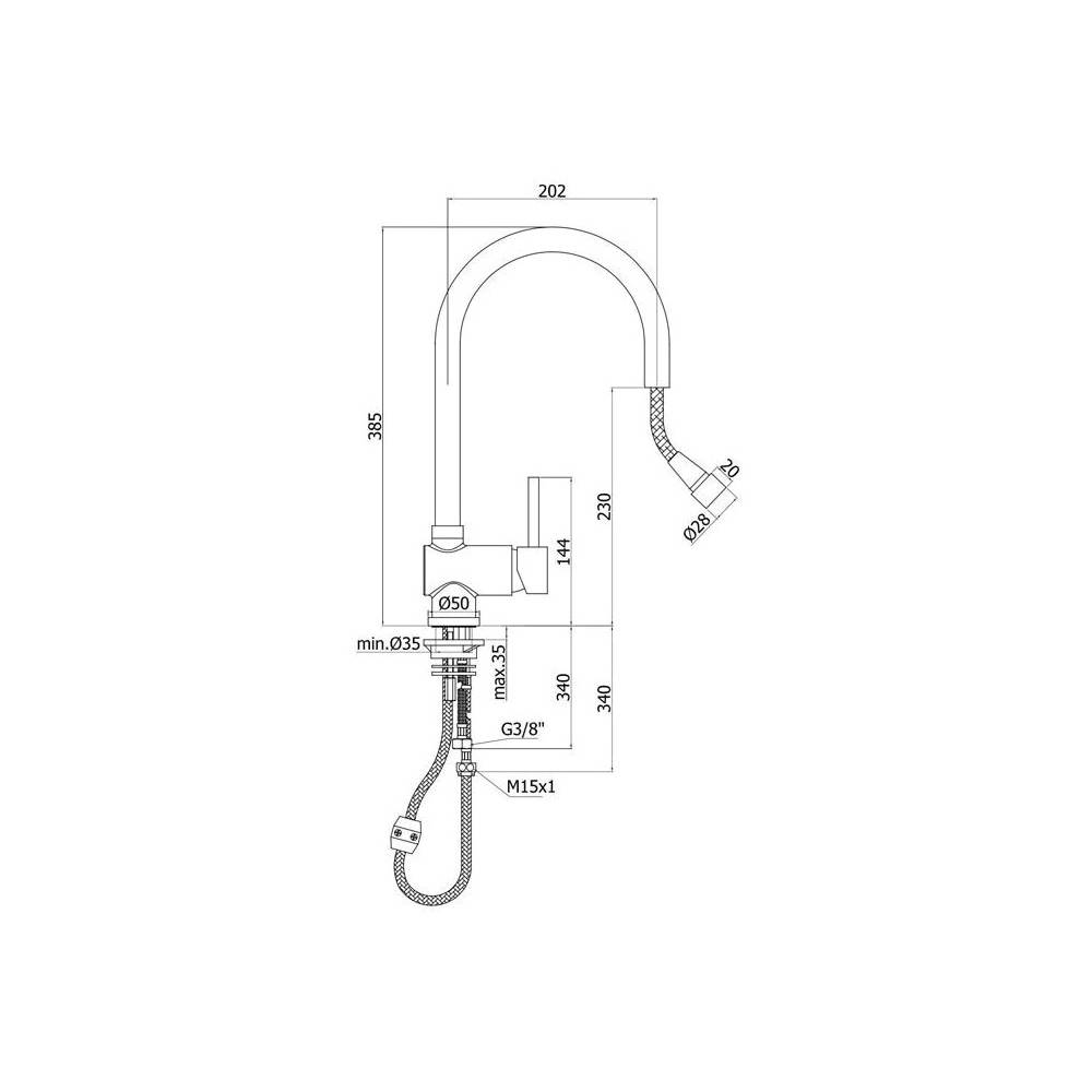 Miscelatore cucina con doccetta serie Stick modello SK185ST steel looking Paffoni