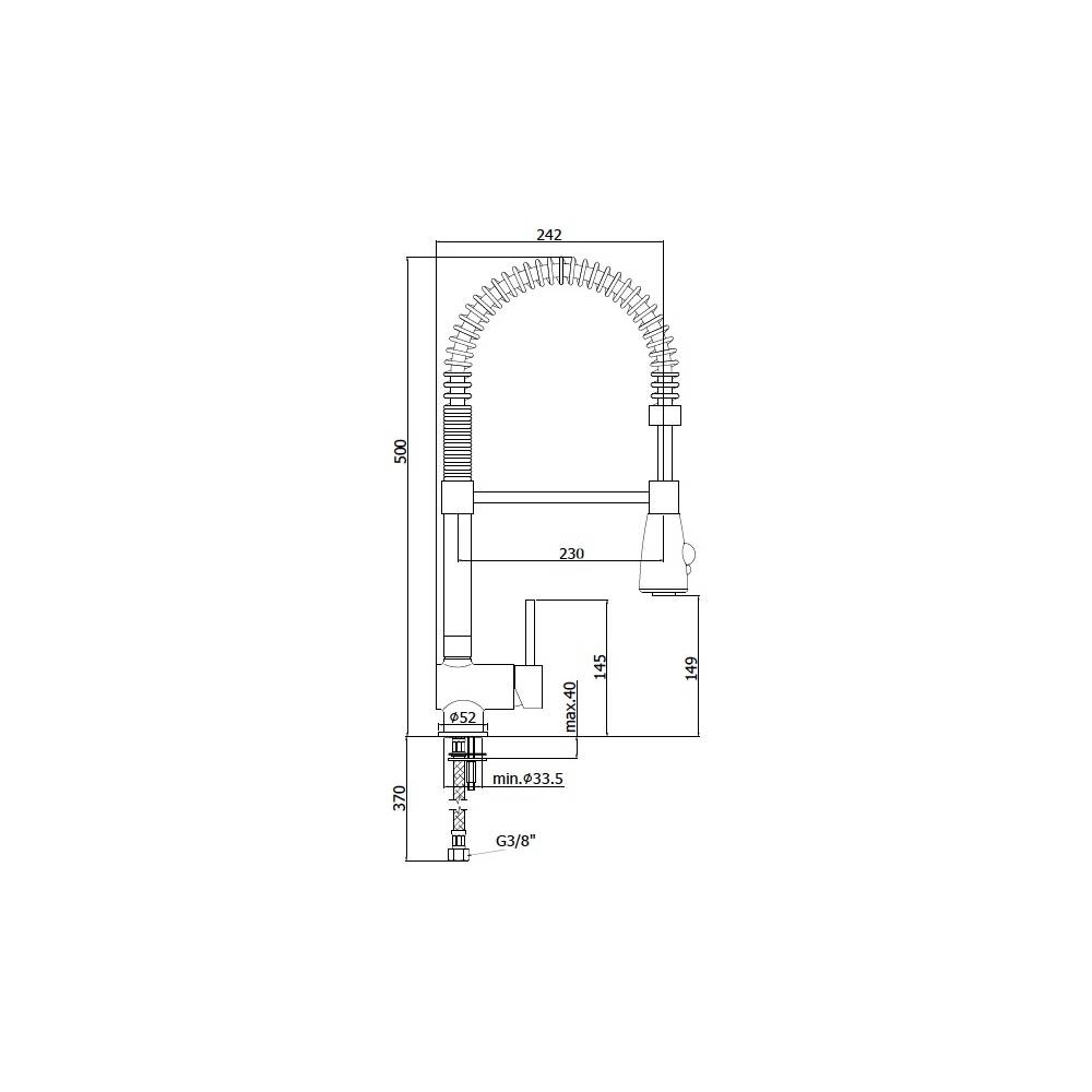 Miscelatore cucina con doccetta serie Stick modello SK178ST steel looking Paffoni