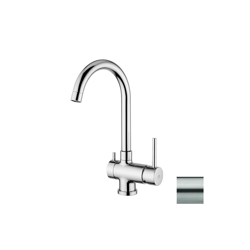 Miscelatore cucina serie Stick modello SK184ST con attacco lavastoviglie steel looking Paffoni