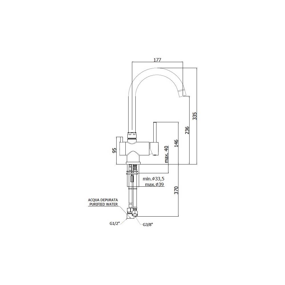 Miscelatore cucina serie Stick modello SK190CR a 3 vie cromo Paffoni