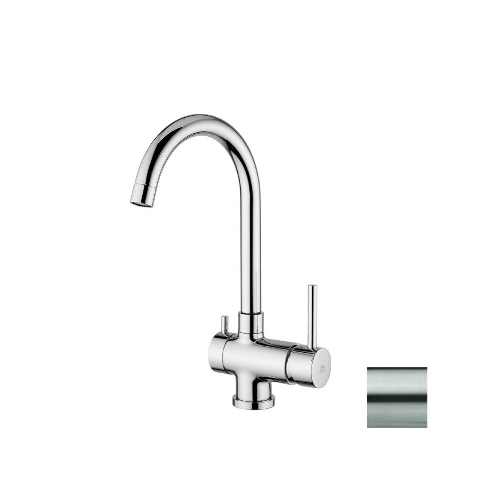 Miscelatore cucina serie Stick modello SK190ST a 3 vie per acqua filtrata steel looking Paffoni