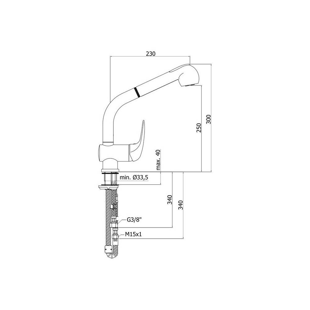 Miscelatore lavello con canna orientabile e doccia estraibile serie Duemila Paffoni - Cromato