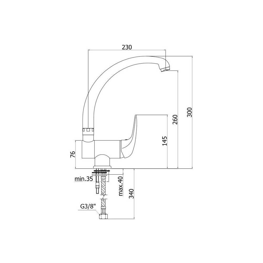 Miscelatore lavello monoforo con canna reclinabile serie Duemila Paffoni - Cromato