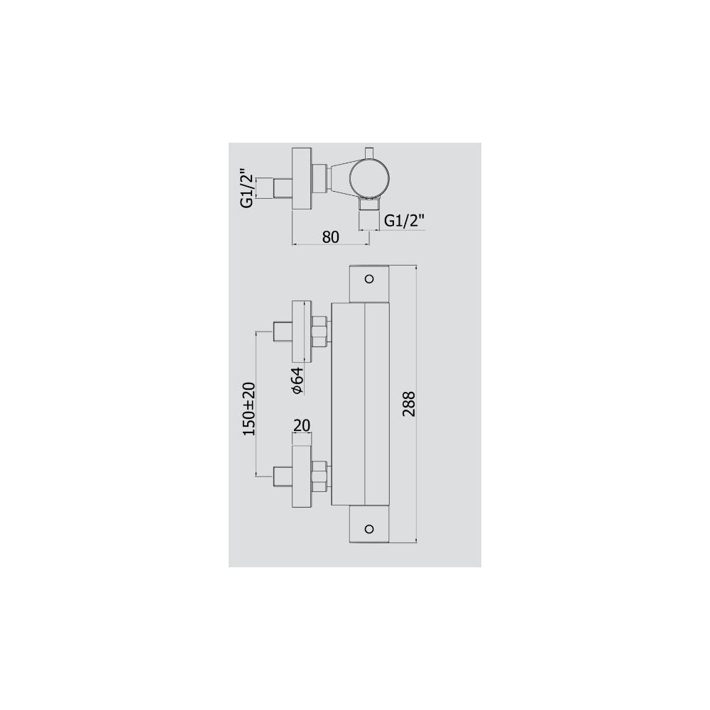 Miscelatore termostatico doccia serie Light modello  LIQ468CR Cromo Paffoni