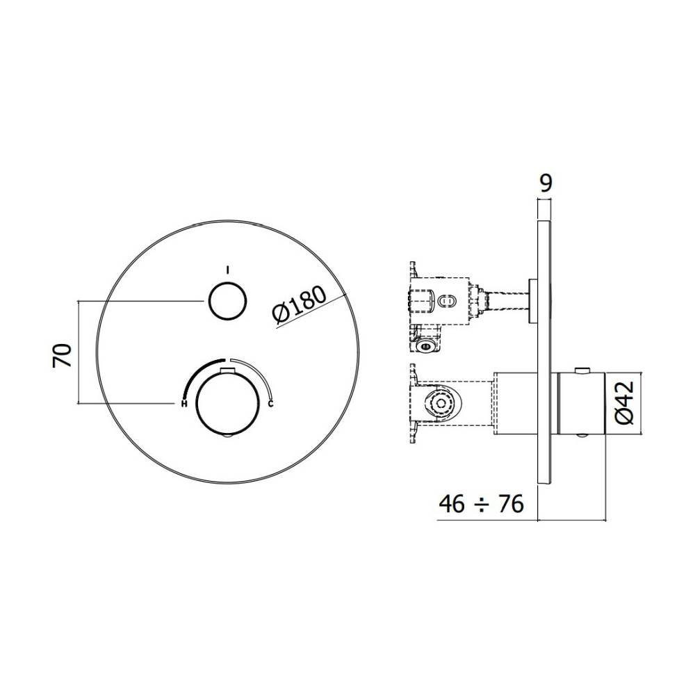 Miscelatore incasso doccia serie Compact Box modello CPM013CR cromo Paffoni