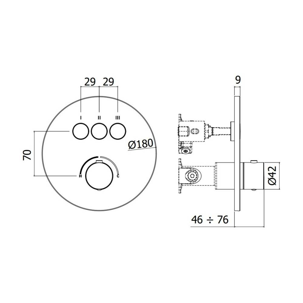 Miscelatore incasso doccia serie Compact Box modello CPM019CR cromo Paffoni
