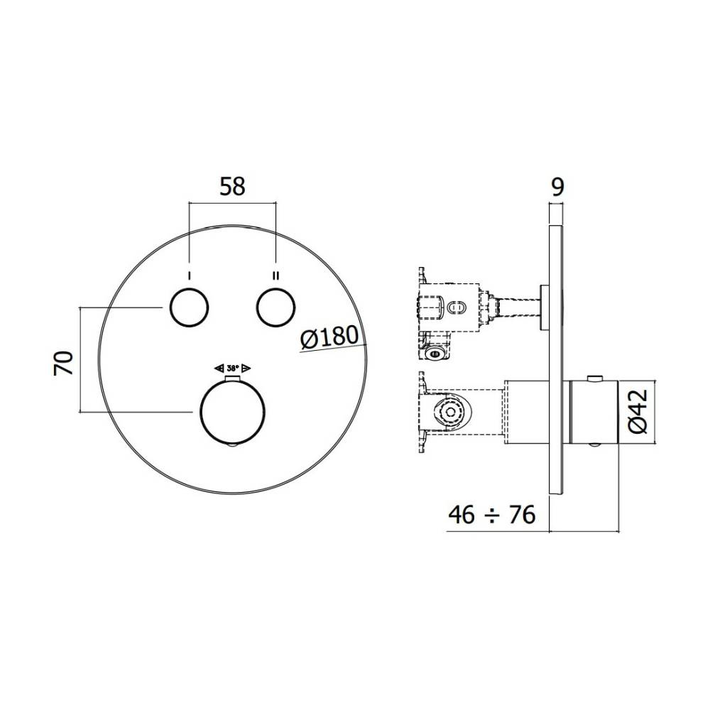 Miscelatore incasso doccia termostatico serie Compact Box modello CPT018CR cromo Paffoni
