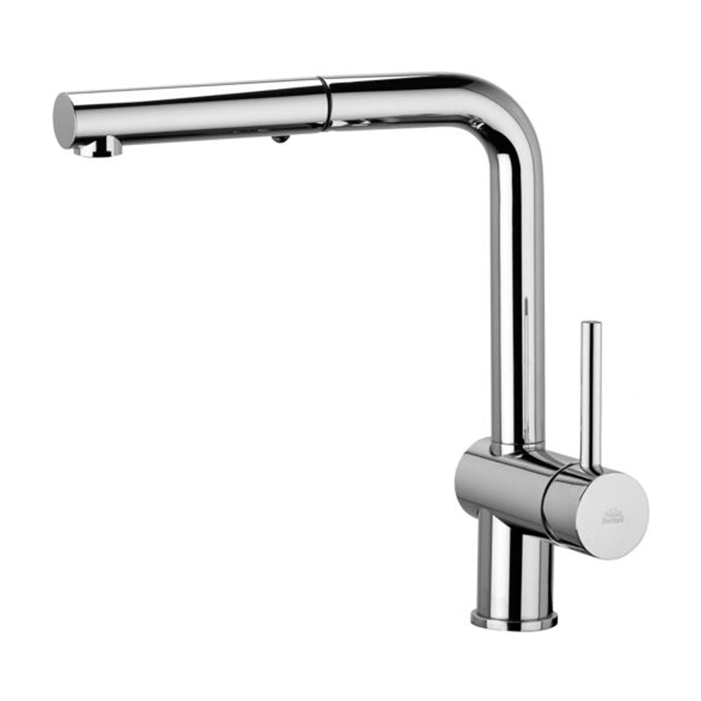Miscelatore lavello con canna orientabile e doccia estraibile Paffoni Light Exclusive Edition in ottone cromato