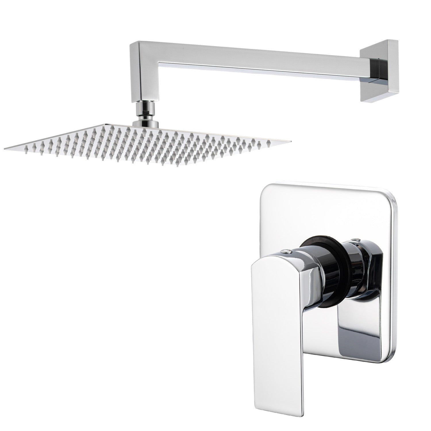 Kit doccia con incasso a una via con soffione quadro 200 mm in ottone cromato Fire