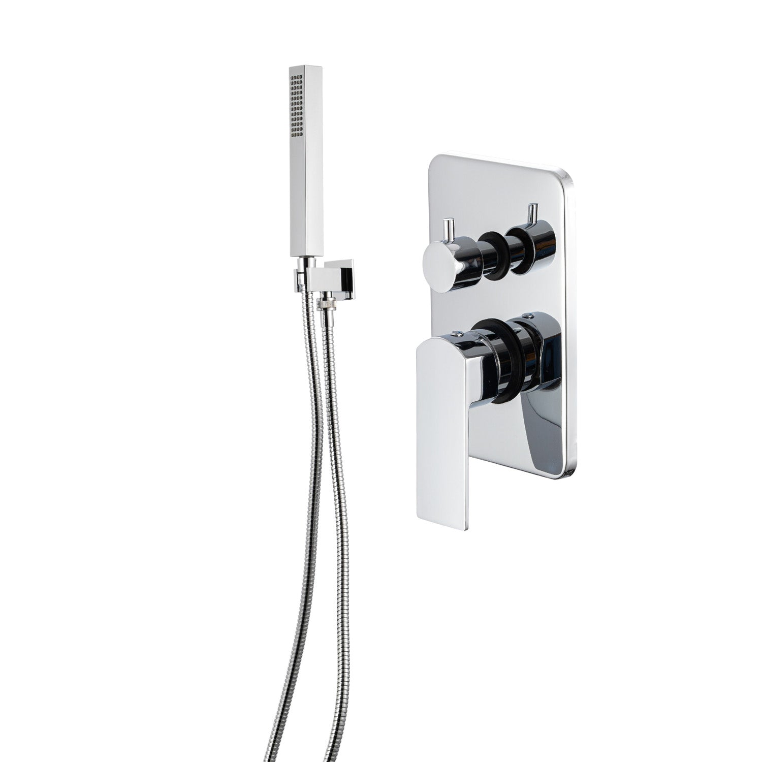 Kit doccia con incasso a 2 vie con soffione quadro 250mm in ottone cromato Fire