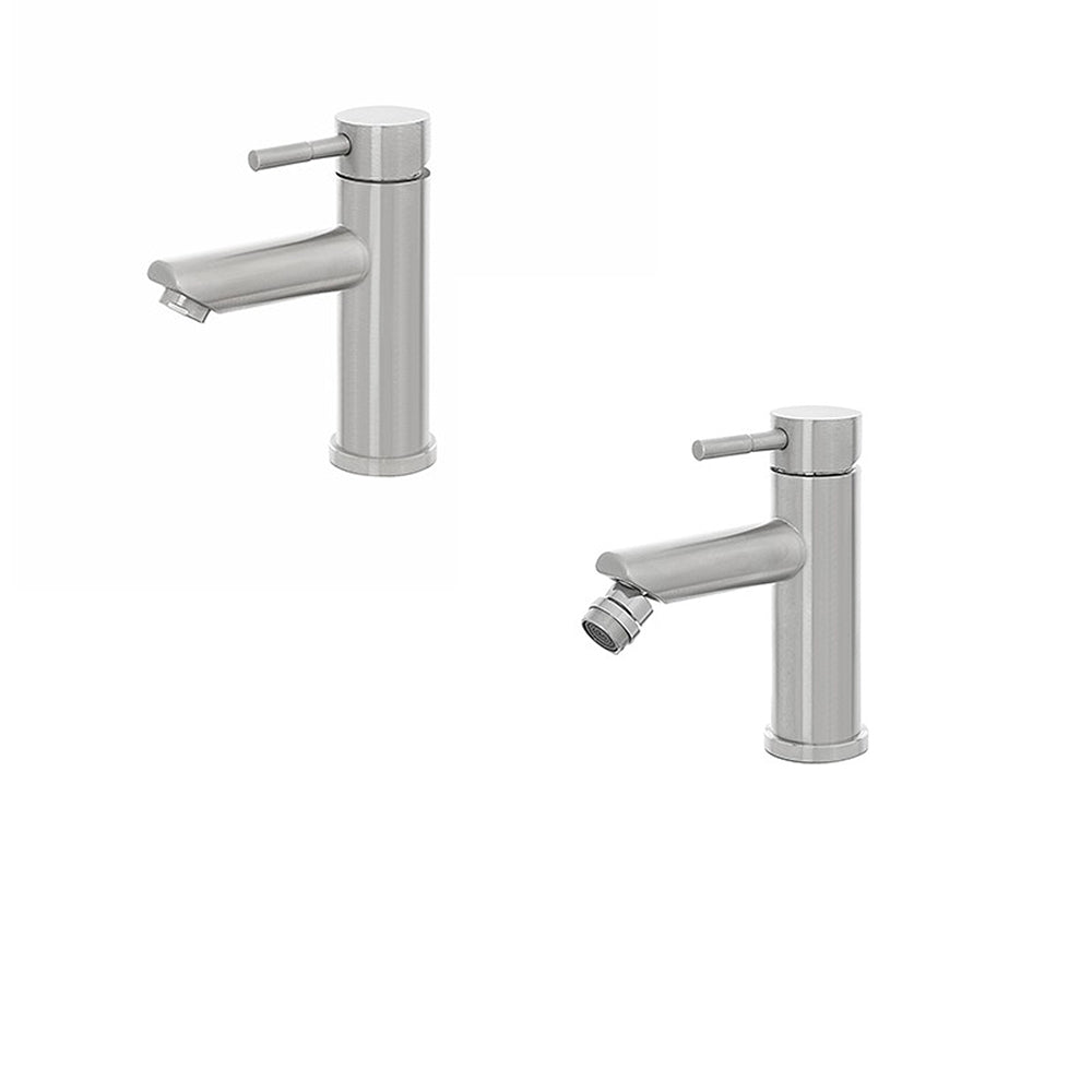 Kit miscelatore lavabo + bidet  RubiFlux serie Paris Modello Gris in acciaio inox