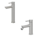 Kit miscelatore lavabo alto + bidet  RubiFlux serie Paris Modello Gris in acciaio inox