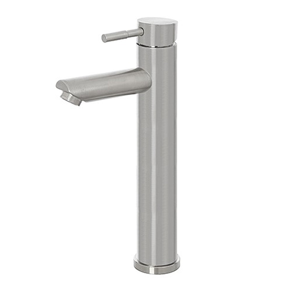 Kit miscelatore lavabo alto + bidet + doccia a una via RubiFlux serie Paris Modello Gris con piletta clic-clac Acciaio Inox - Spazzolato