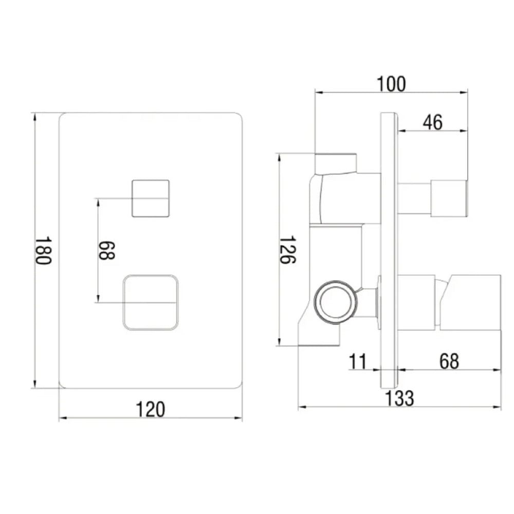 Miscelatore monocomando incasso doccia con deviatore a due vie Serie Lilium Modello Black Rubiflux - Nero Opaco