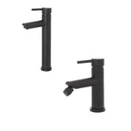 Kit miscelatore lavabo alto + bidet RubiFlux serie Paris Modello Noir con piletta clic-clac - Nero Opaco