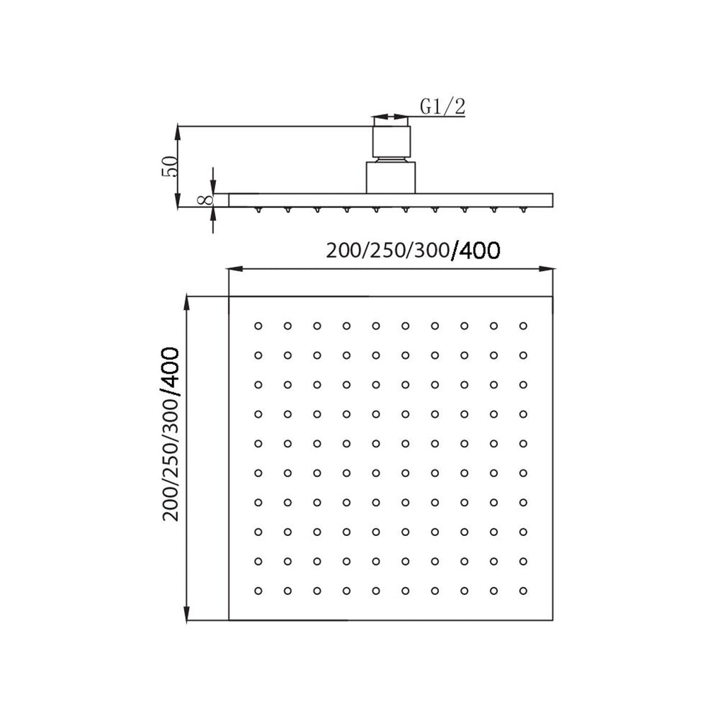Soffione Calais 250mm monogetto e ispezionabile rame