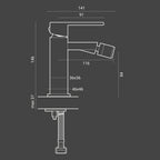 Set di miscelatori da bagno lavabo e bidet di colore nero RubiFlux Square Carbon con piletta clic clac