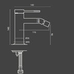 Miscelatore Bidet RubiFlux York in ottone completo di piletta click clack