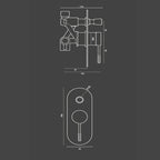 Miscelatore doccia con deviatore RubiFlux York completo di corpo incasso in ottone