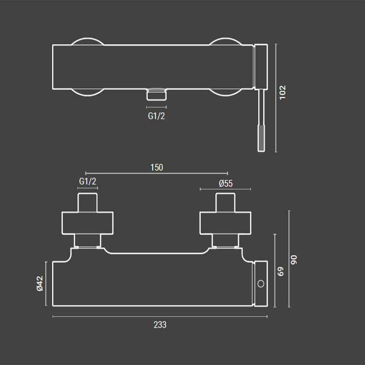 Miscelatore doccia esterno RubiFlux York in ottone cromato lucido