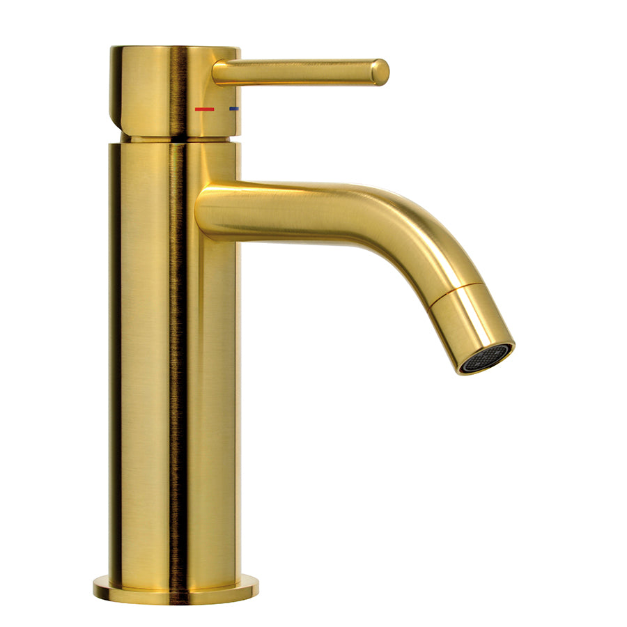 Miscelatore per lavabo marca paffoni modello Light Exclusive Edition rifinitura Honey Gold effetto spazzolato