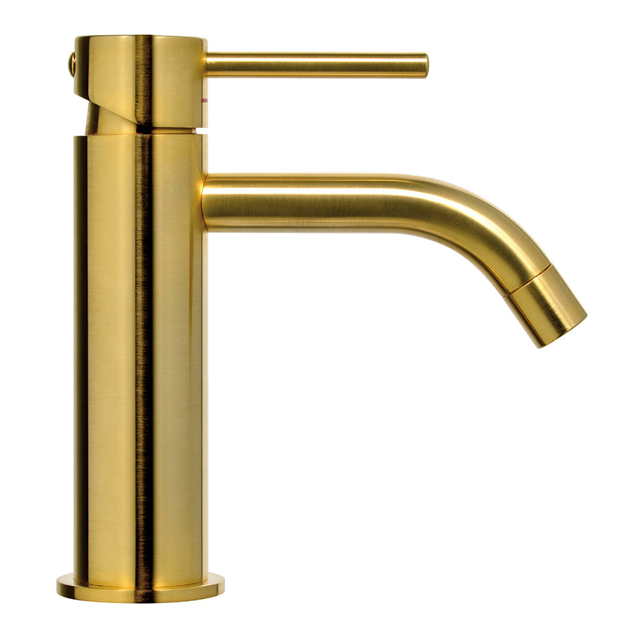 Miscelatore per lavabo marca paffoni modello Light Exclusive Edition rifinitura Honey Gold effetto spazzolato