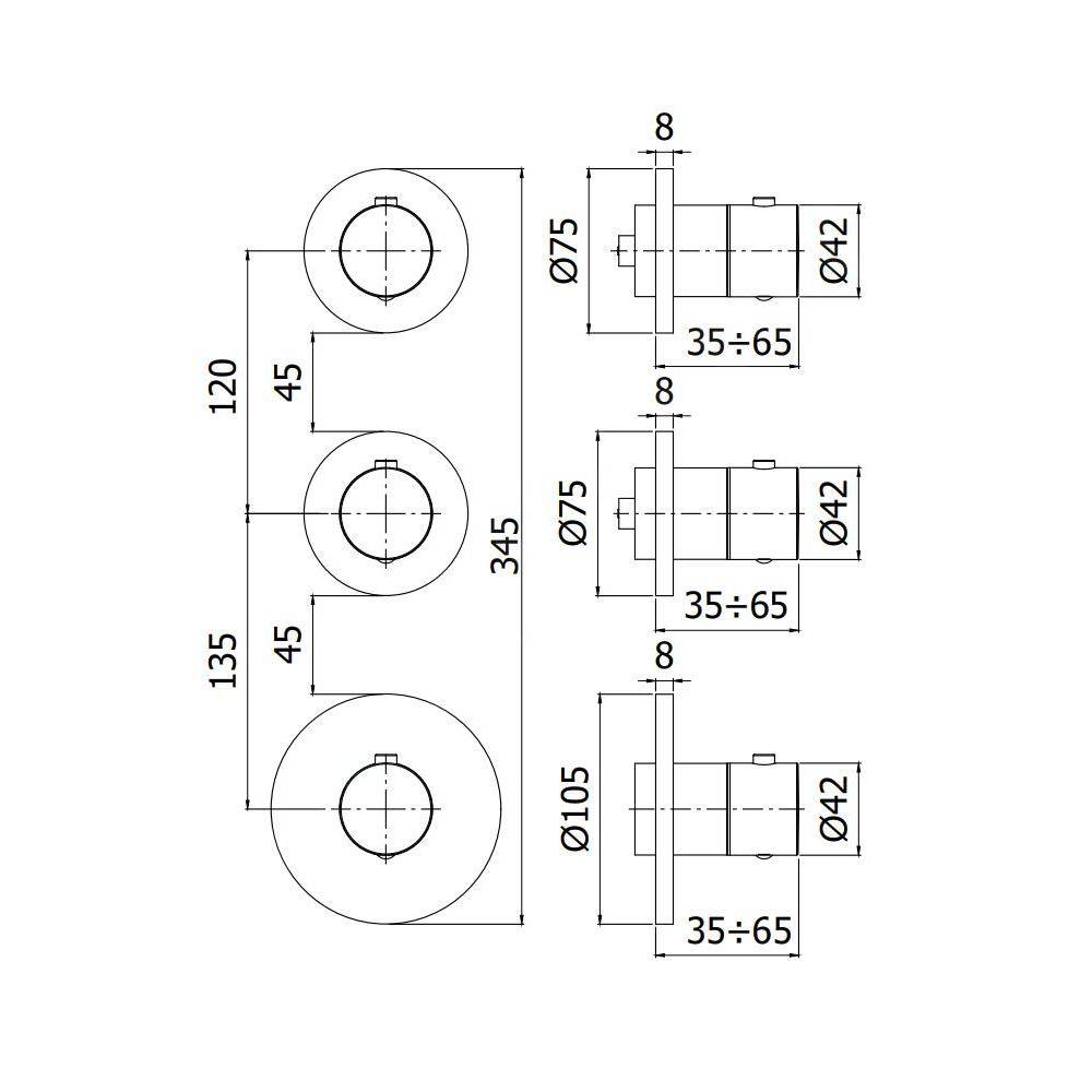 Miscelatore termostatico ad incasso 2 utenze serie Modular Box modello MDE018CR cromo Paffoni