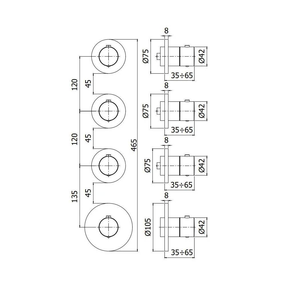 Set Esterno doccia Termostatico ad Incasso 3 Funzioni serie Modular Box modello Mde019cr Cromo Paffoni