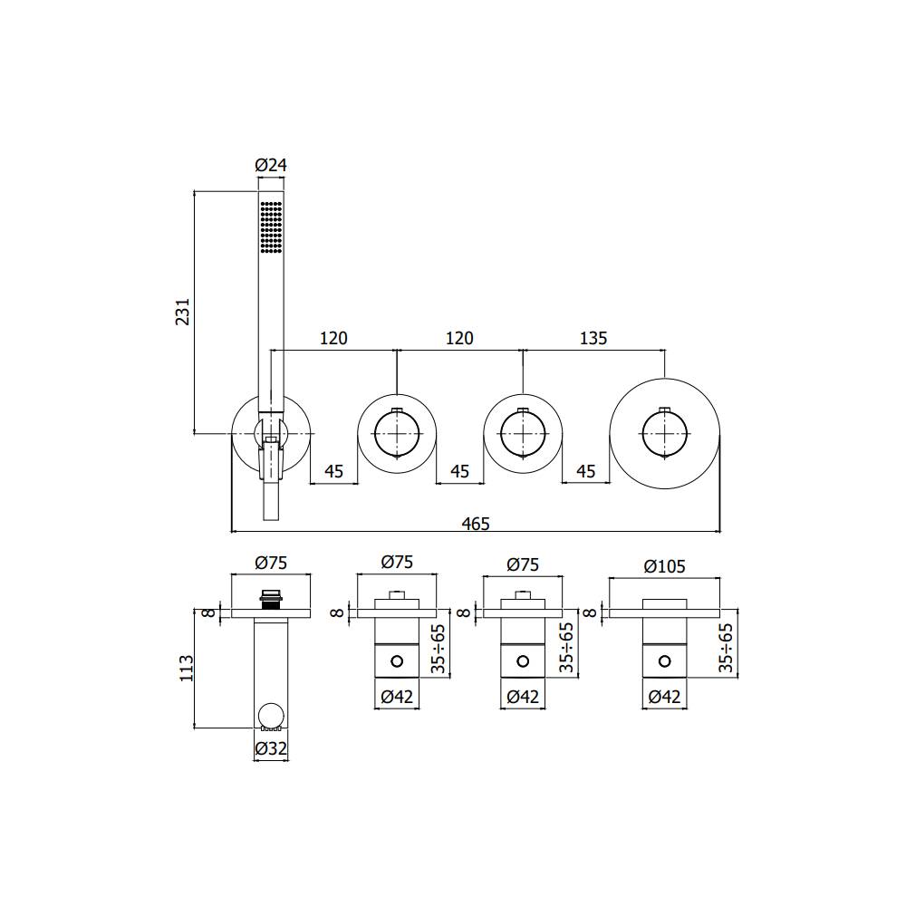 Set Esterno Doccia Termostatico serie Modular Box modello MDE000CR cromo Paffoni