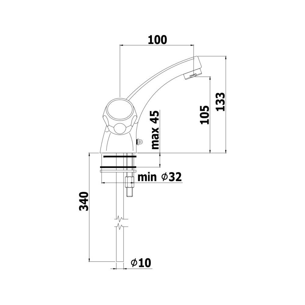 Rubinetto lavabo monoforo senza scarico serie Danubio modello DA071CR cromo Paffoni