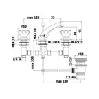 Batteria Lavabo 3 Fori serie Danubio modello DA052CR Cromo Paffoni