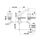 Batteria lavabo 3 Fori serie Danubio modello DA056CR Cromo Paffoni