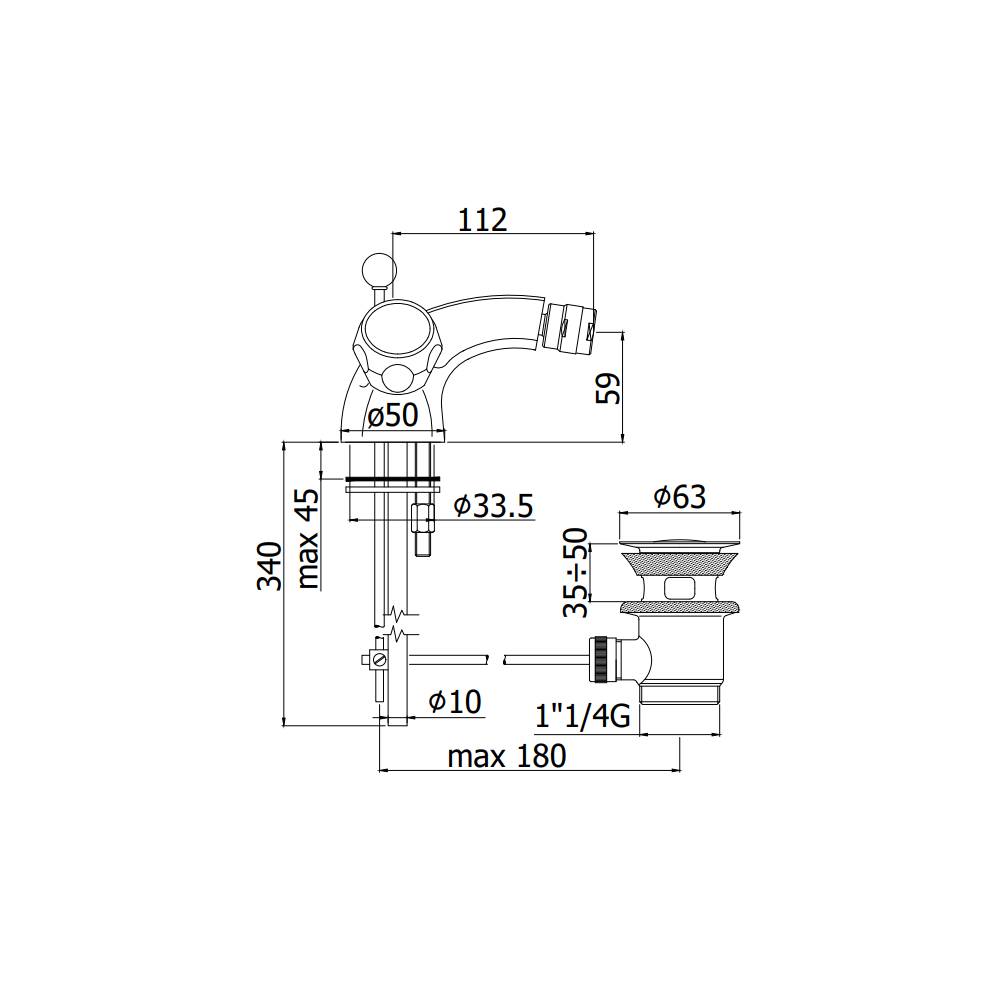 Rubinetto Bidet Monoforo serie Danubio modello DA135CR Cromo Paffoni