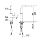 Miscelatore cucina in acciaio Inox 316L Satinato con doccetta estraibile modello Kitchen di Tubico